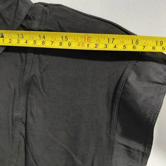 Womens Black Collared Sleeveless Shirt Dress Ruffle Hem Size L - Picture 10 of 13